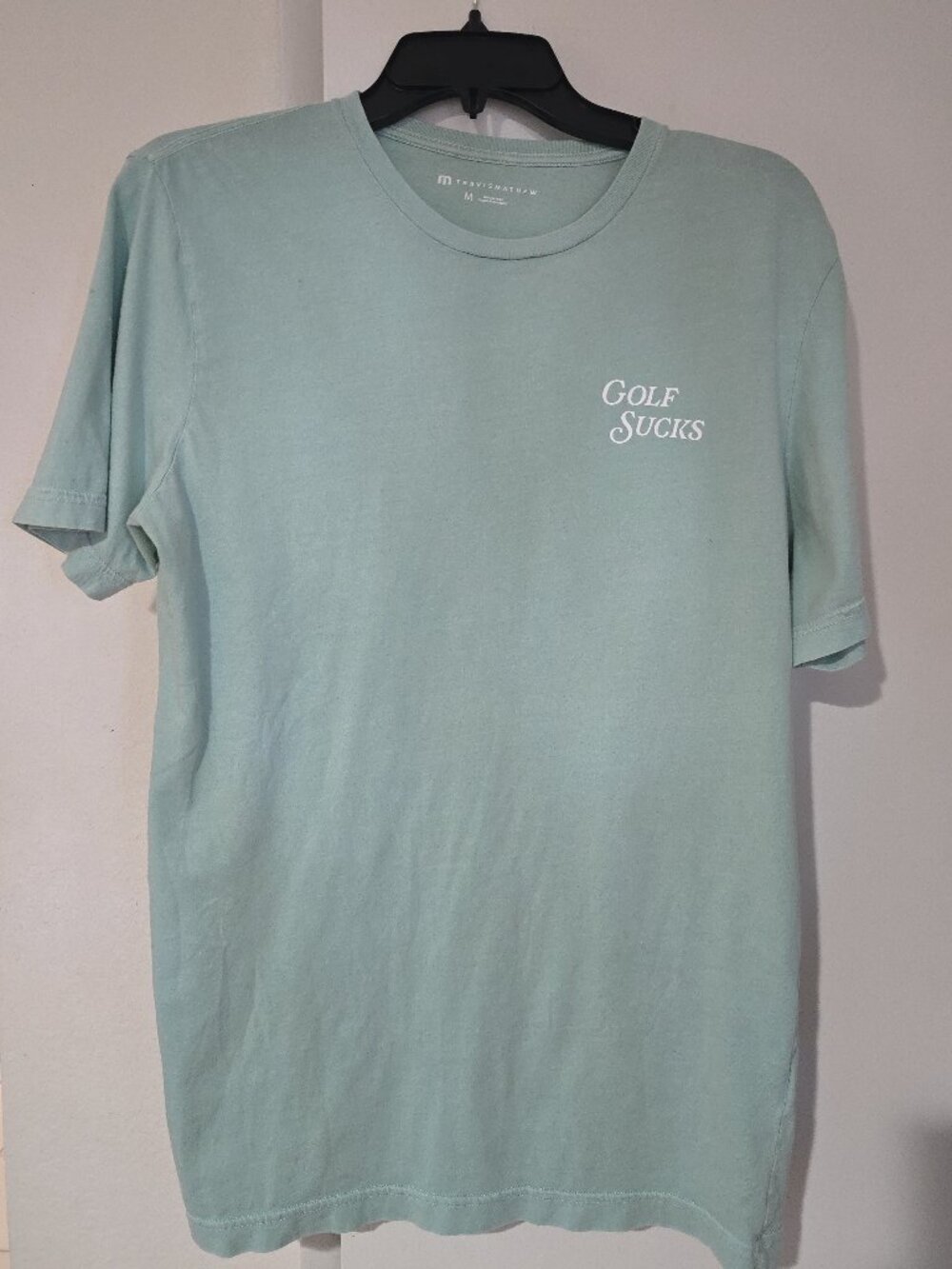 TravisMathew Golf Sucks FB Tee Men's M Skeleton Golfer Graphic Mint Green